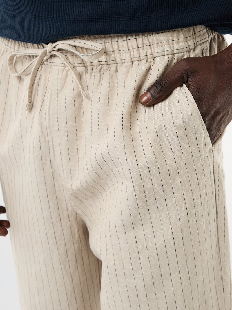 Broek van linnenmix Biege - Kiabi