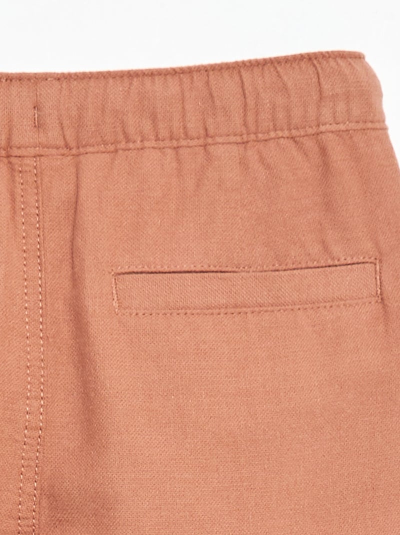 Broek van linnenmix Bruin - Kiabi