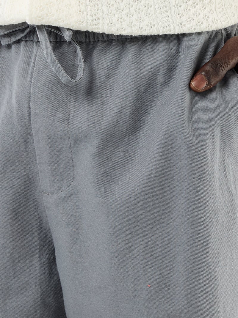 Broek van linnenmix Grijs - Kiabi
