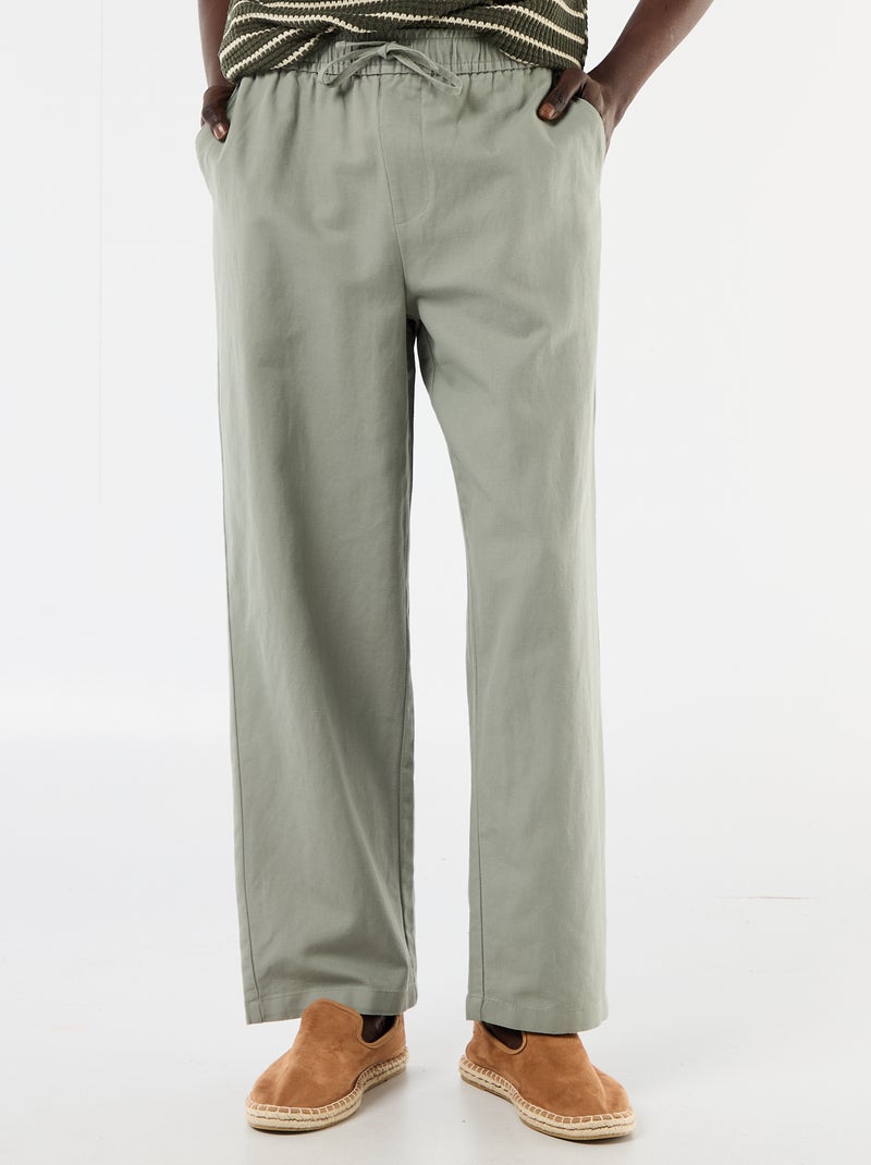 Broek van linnenmix Groen - Kiabi