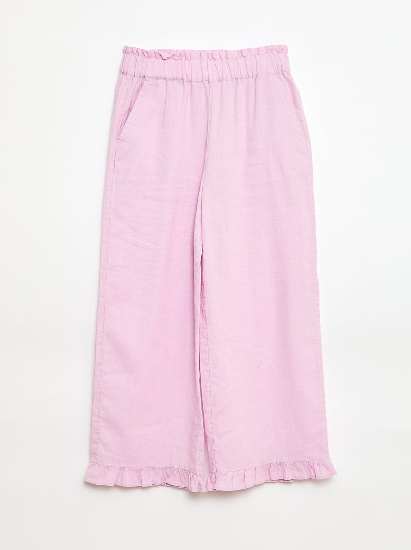 Broek van linnenmix Paars - Kiabi