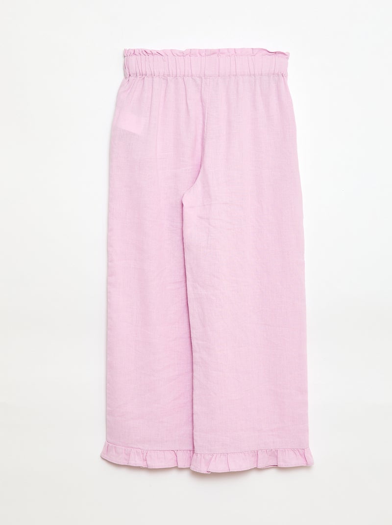 Broek van linnenmix Paars - Kiabi