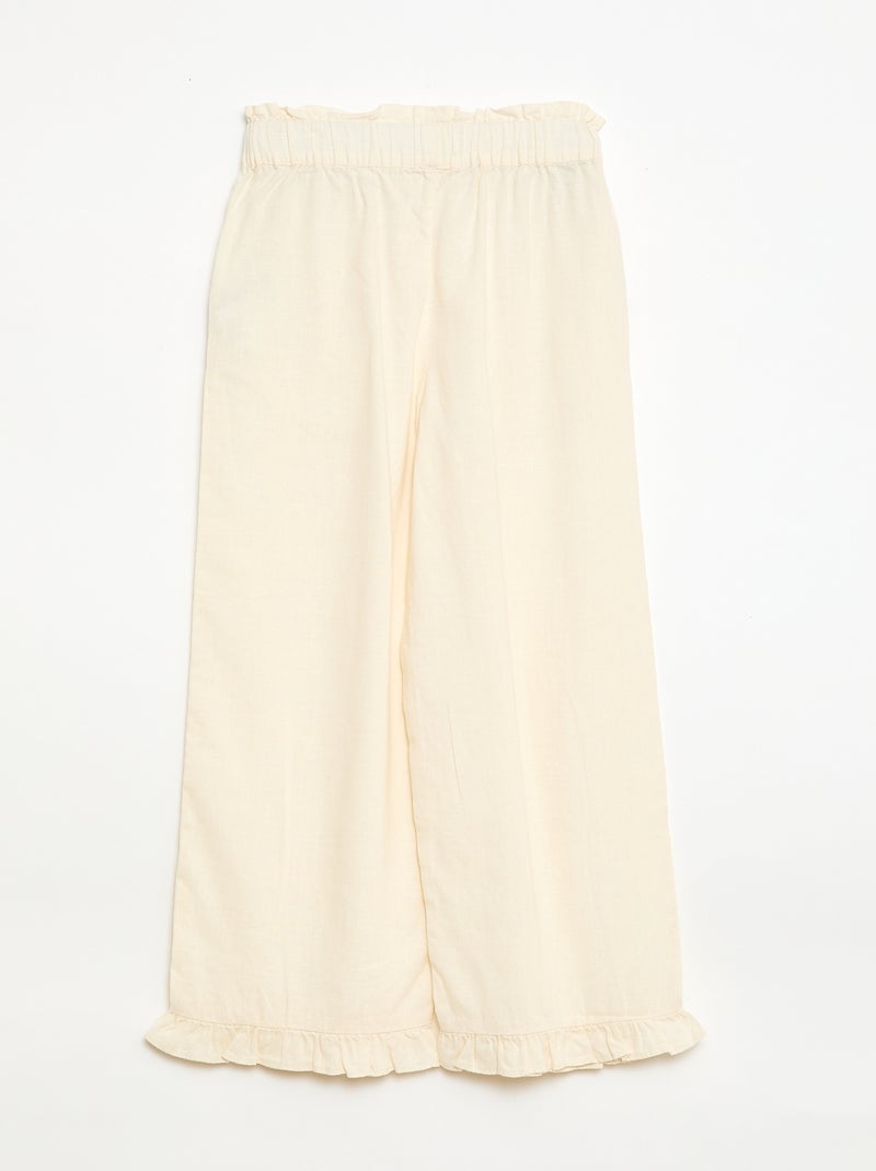 Broek van linnenmix Wit - Kiabi