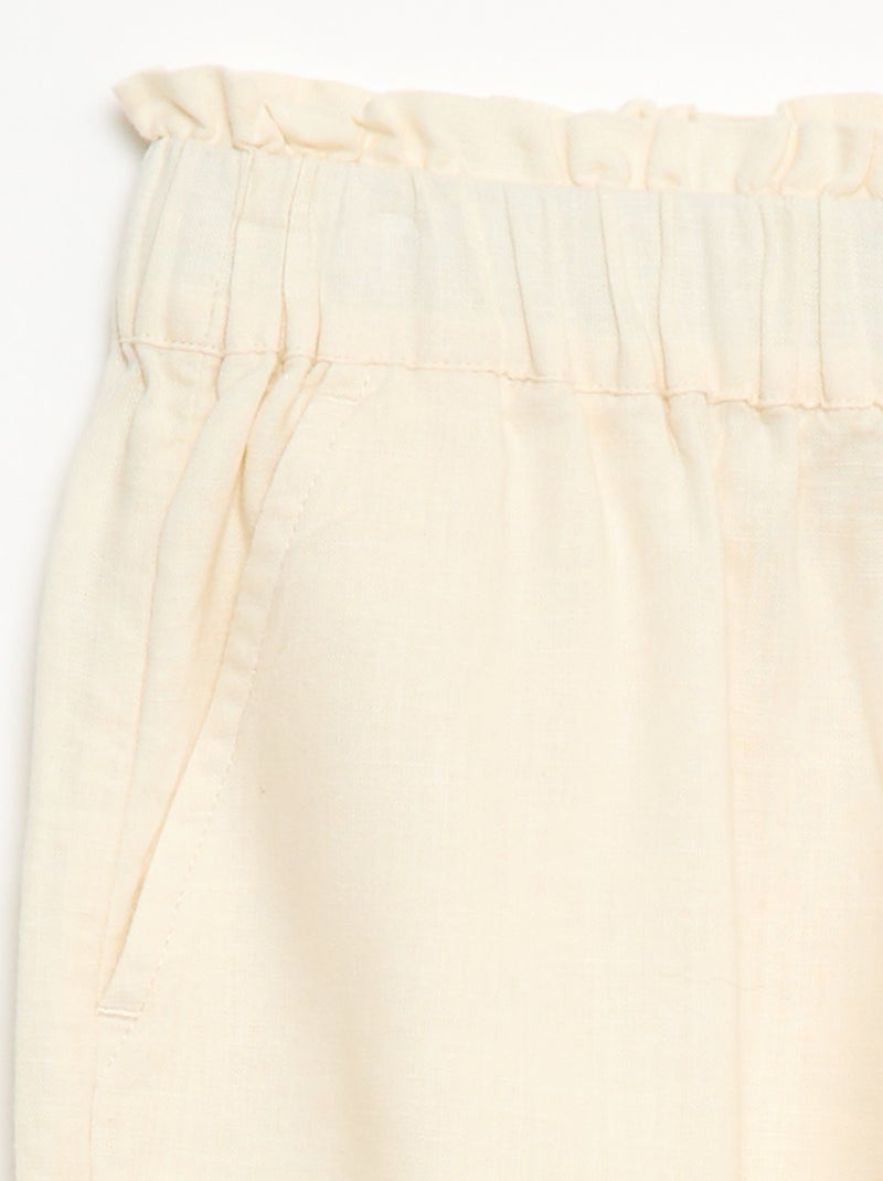 Broek van linnenmix Wit - Kiabi