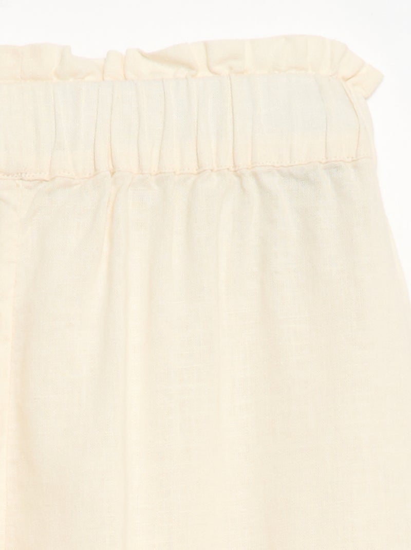 Broek van linnenmix Wit - Kiabi