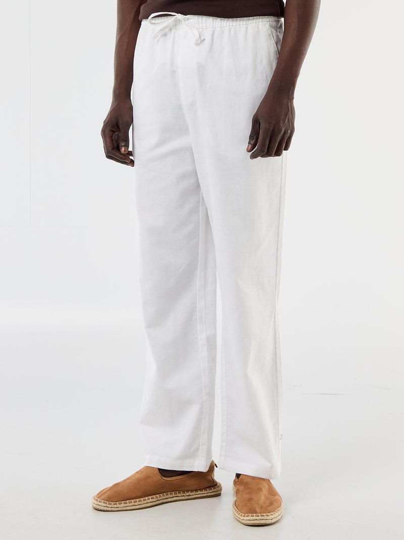 Broek van linnenmix Wit - Kiabi