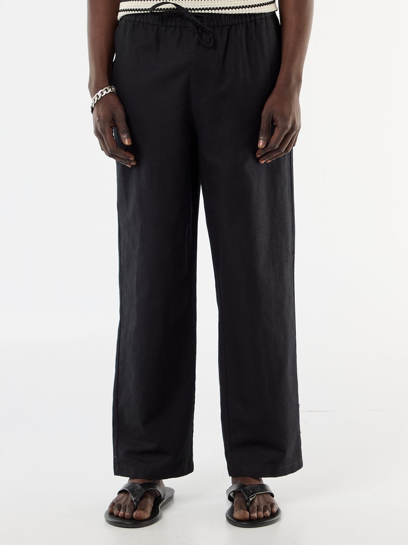 Broek van linnenmix Zwart - Kiabi