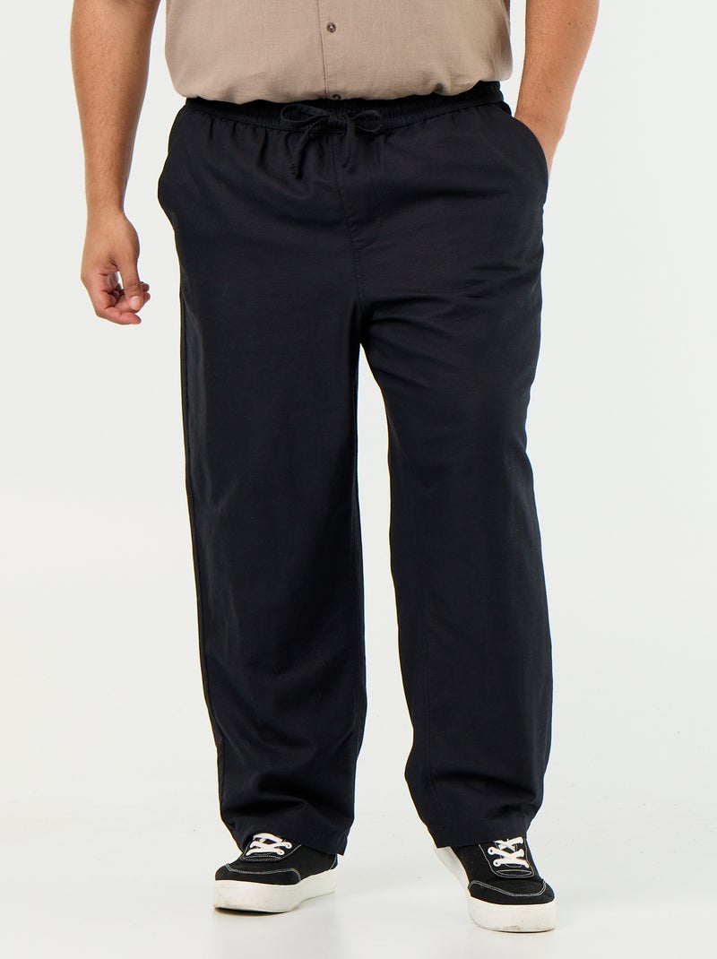 Broek van linnenmix Zwart - Kiabi