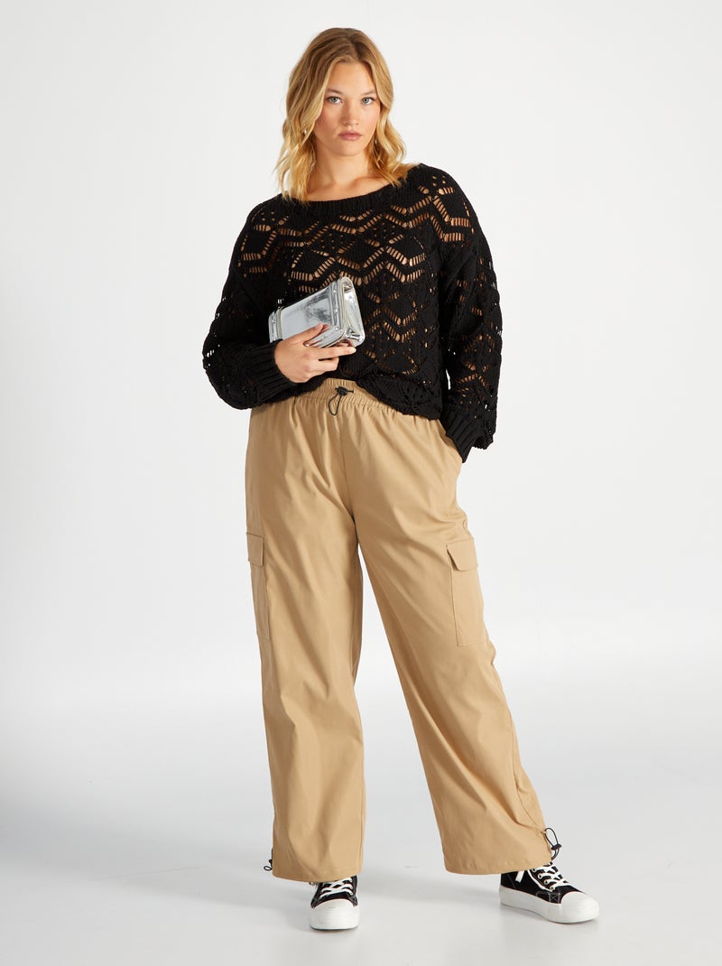 Broek van parachutestof 'Only Carmakoma' BIEGE - Kiabi