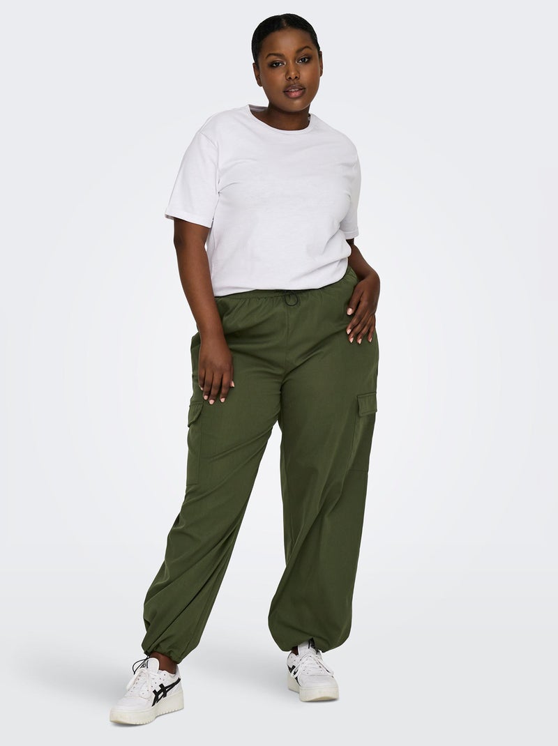 Broek van parachutestof 'Only Carmakoma' KAKI - Kiabi