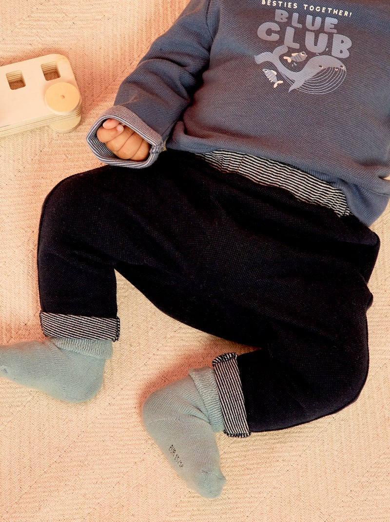 Broek van piqué BLAUW - Kiabi