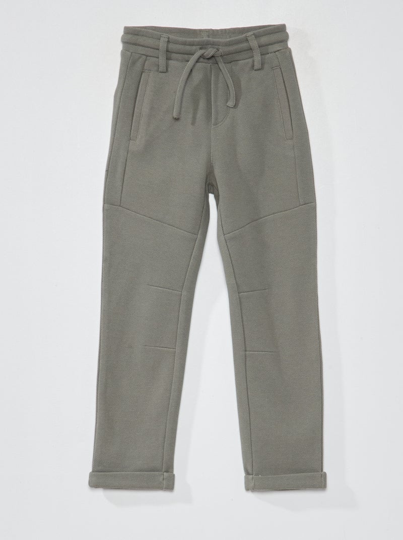 Broek van piquékatoen - Nauwsluitend model grijs groen - Kiabi