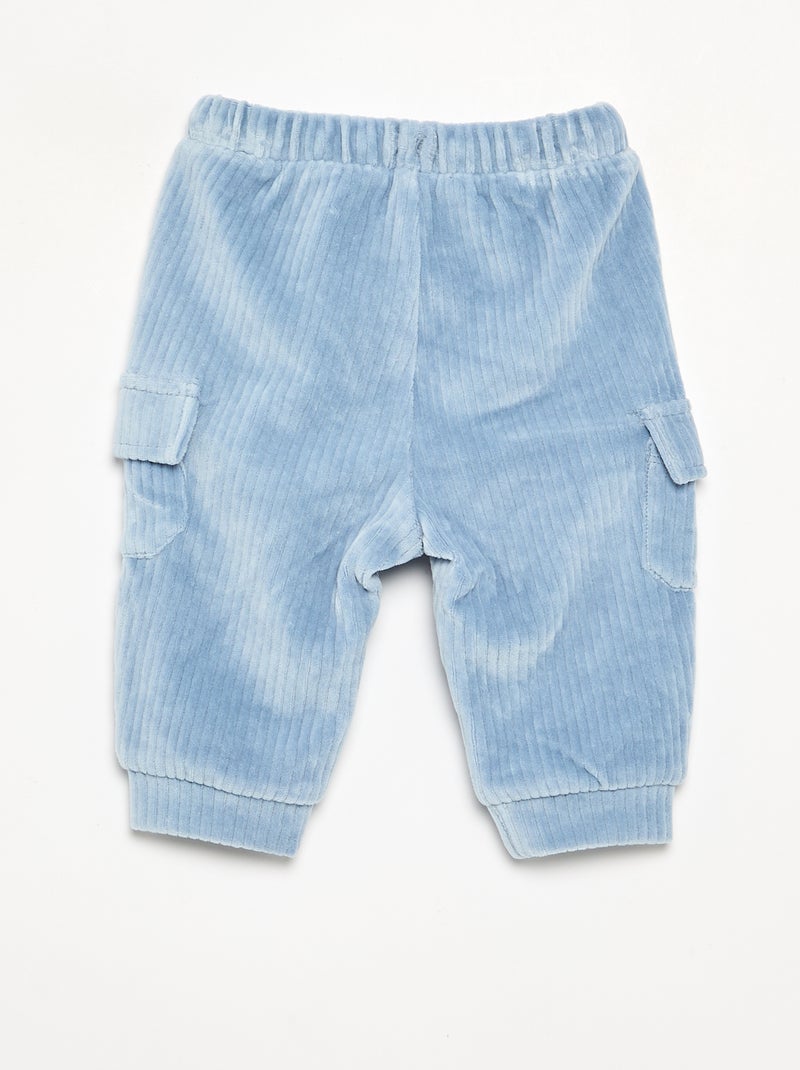 Broek van ribfluweel met cargozakken Blauw - Kiabi