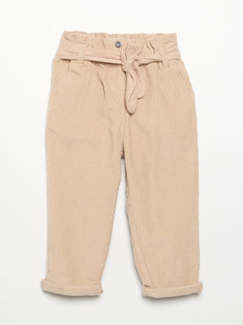 Broek van ribfluweel met inbegrepen riem - Kiabi