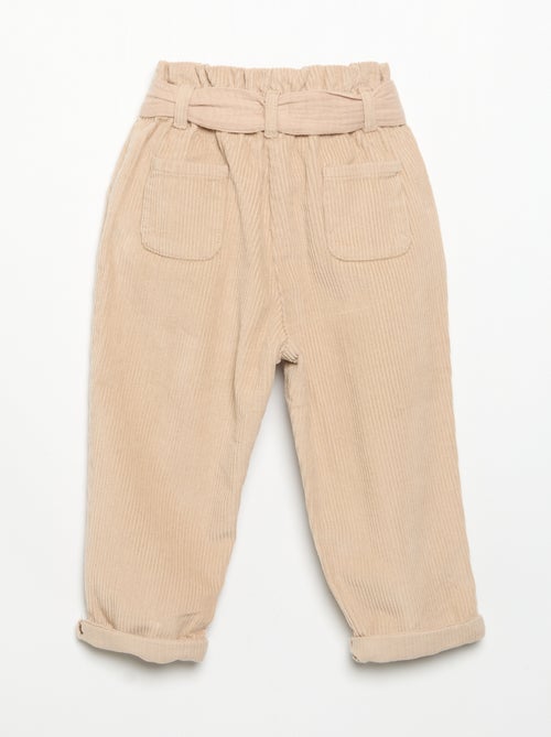 Broek van ribfluweel met inbegrepen riem - Kiabi