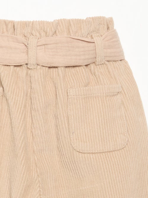 Broek van ribfluweel met inbegrepen riem - Kiabi