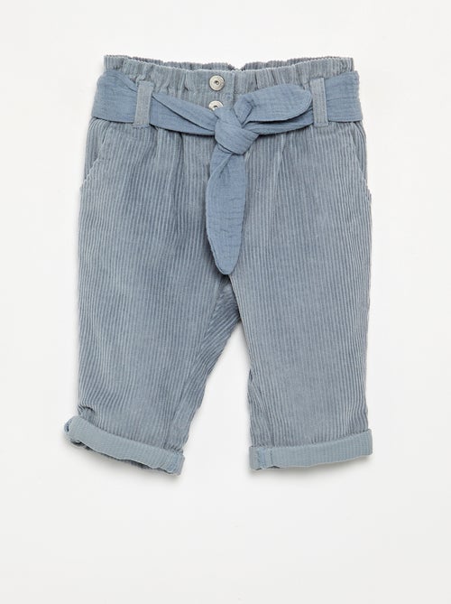 Broek van ribfluweel met inbegrepen riem - Kiabi