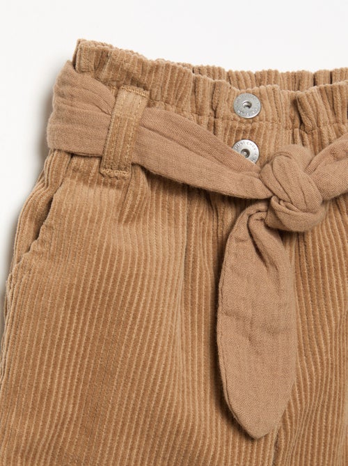 Broek van ribfluweel met inbegrepen riem - Kiabi