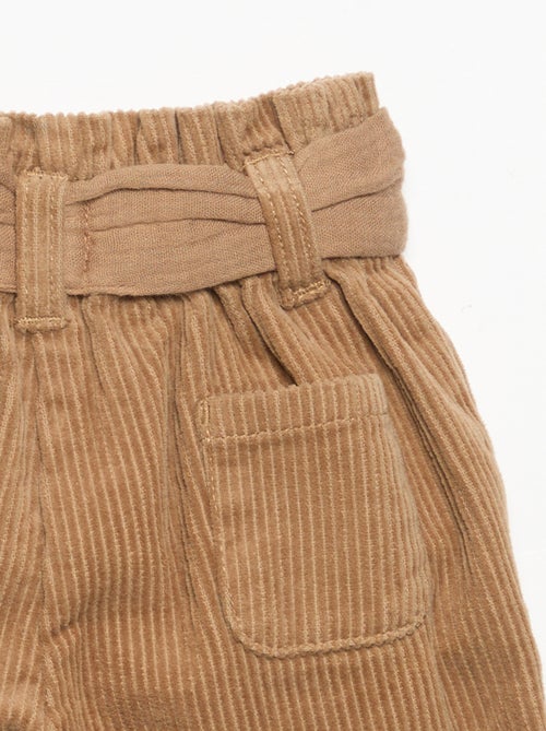 Broek van ribfluweel met inbegrepen riem - Kiabi