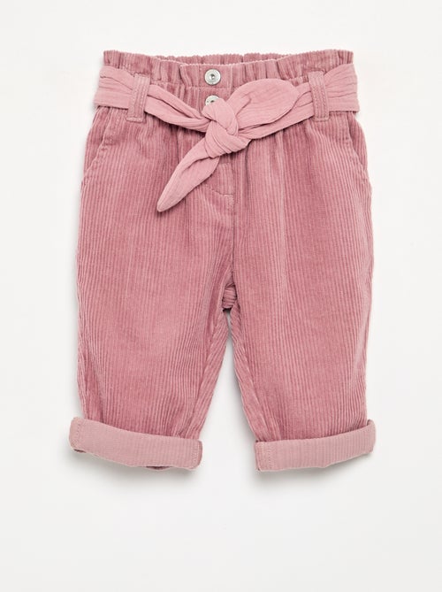 Broek van ribfluweel met inbegrepen riem - Kiabi