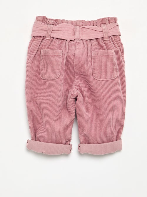 Broek van ribfluweel met inbegrepen riem - Kiabi
