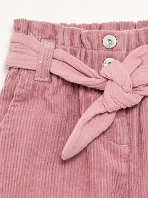 Broek van ribfluweel met inbegrepen riem - Kiabi