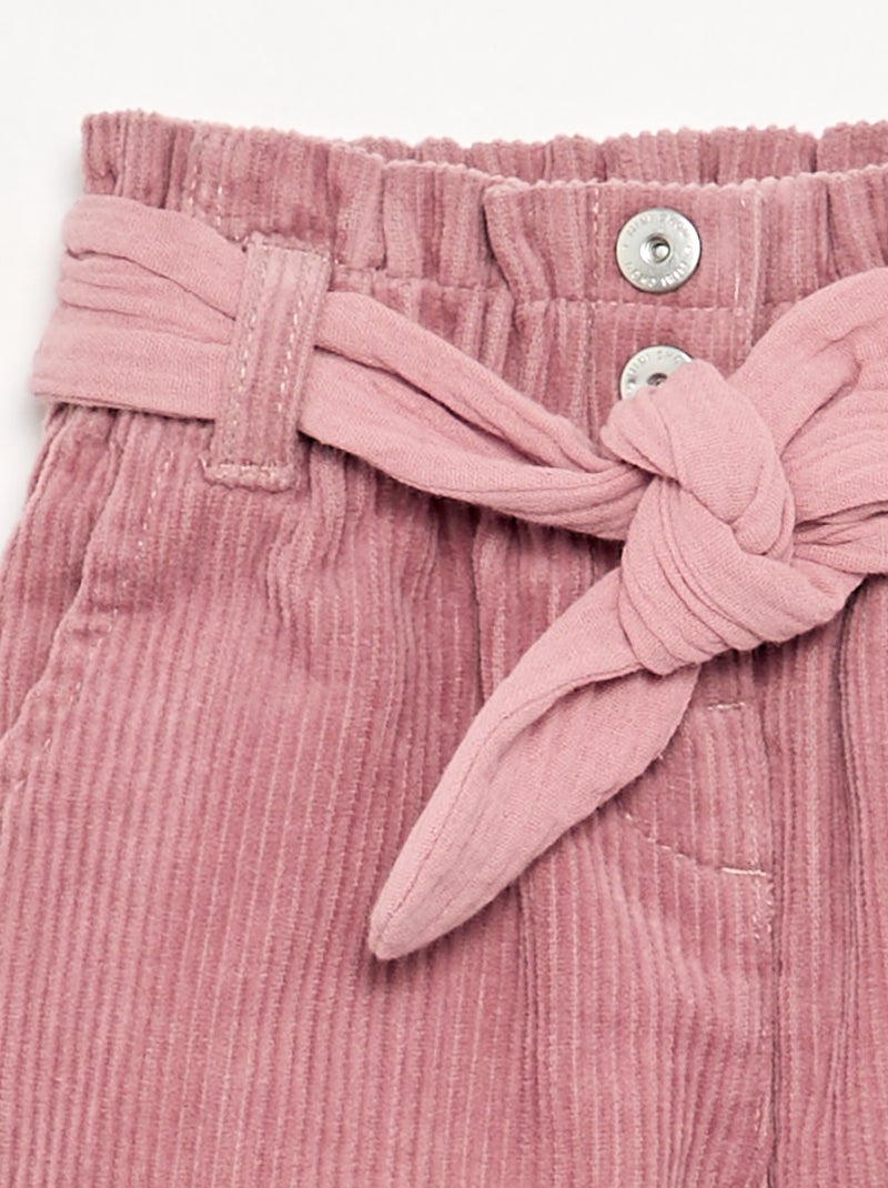 Broek van ribfluweel met inbegrepen riem Rose - Kiabi