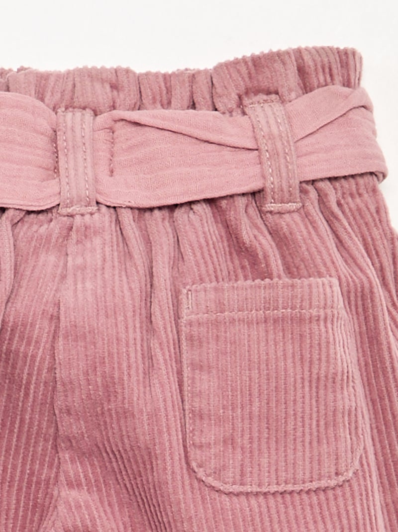Broek van ribfluweel met inbegrepen riem Rose - Kiabi
