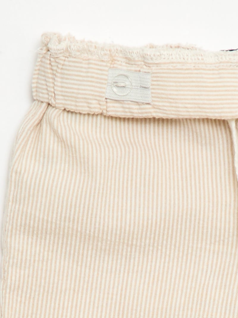 Broek van ribgebreide stof met elastische taille Biege - Kiabi