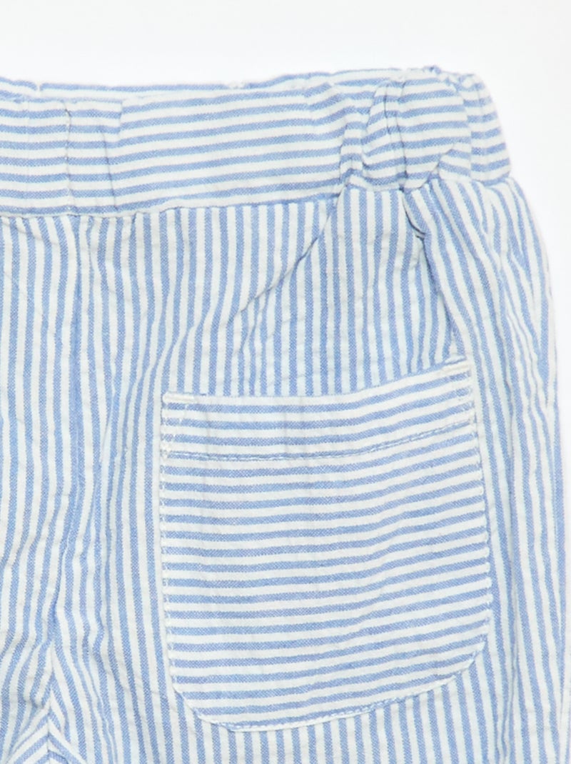 Broek van ribgebreide stof met elastische taille Blauw - Kiabi