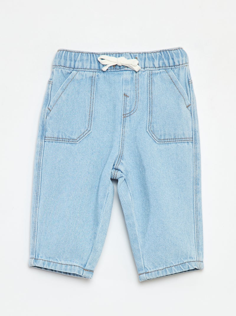 Broek van spijkerstof met elastische tailleband BLAUW - Kiabi