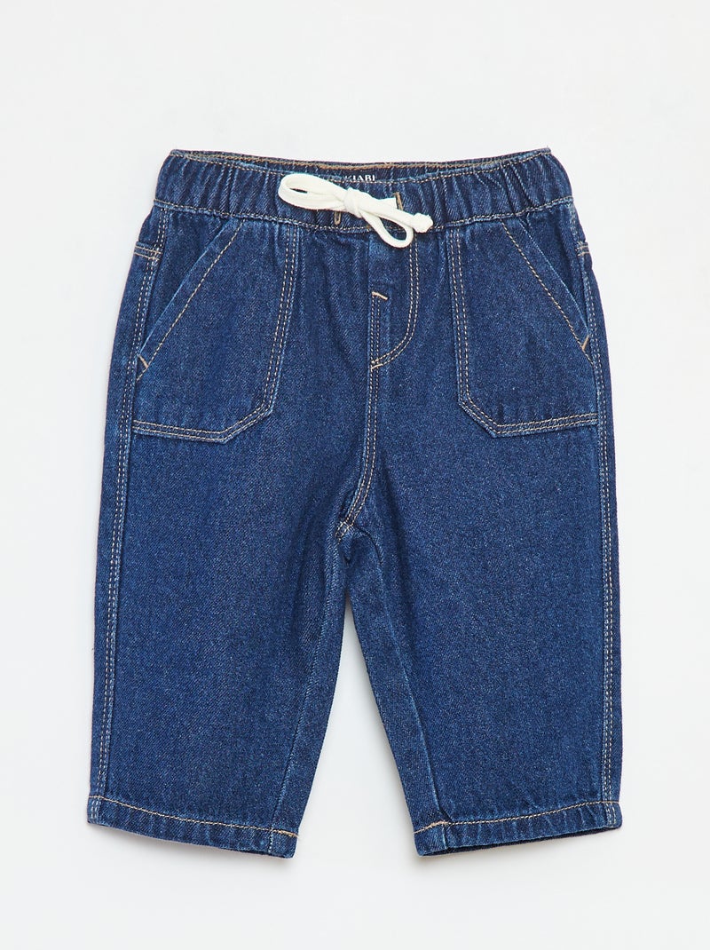 Broek van spijkerstof met elastische tailleband BLAUW - Kiabi