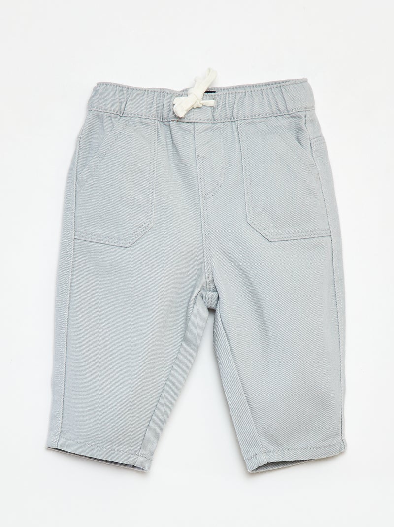 Broek van spijkerstof met elastische tailleband grijs - Kiabi