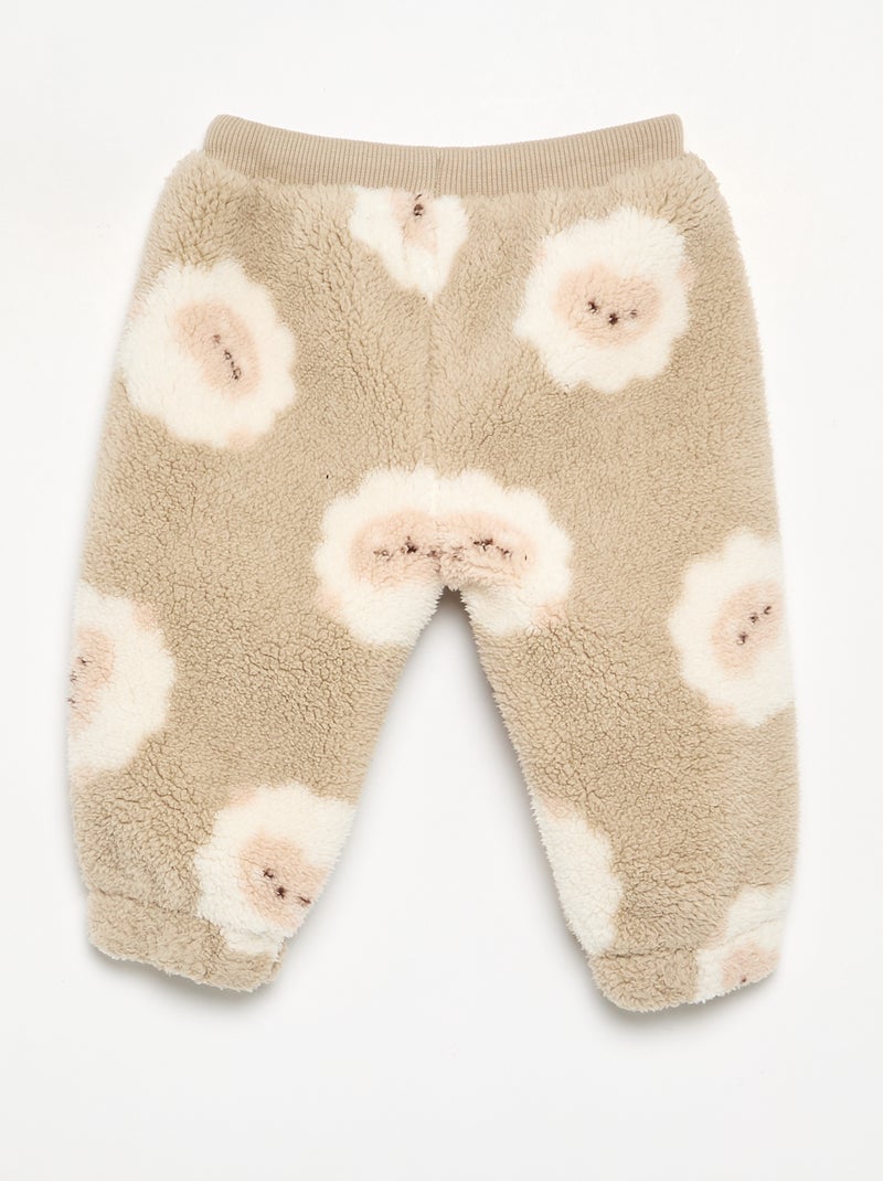 Broek van stof met schapenvachteffect Biege - Kiabi