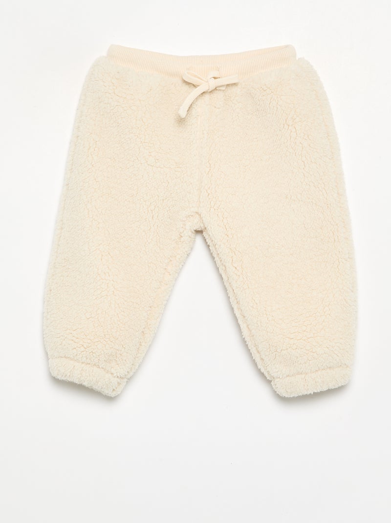 Broek van stof met schapenvachteffect Biege - Kiabi