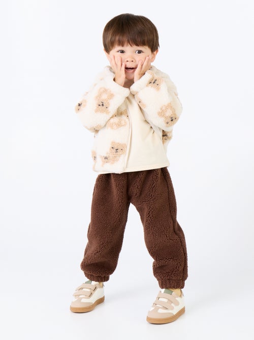 Broek van stof met schapenvachteffect - Kiabi