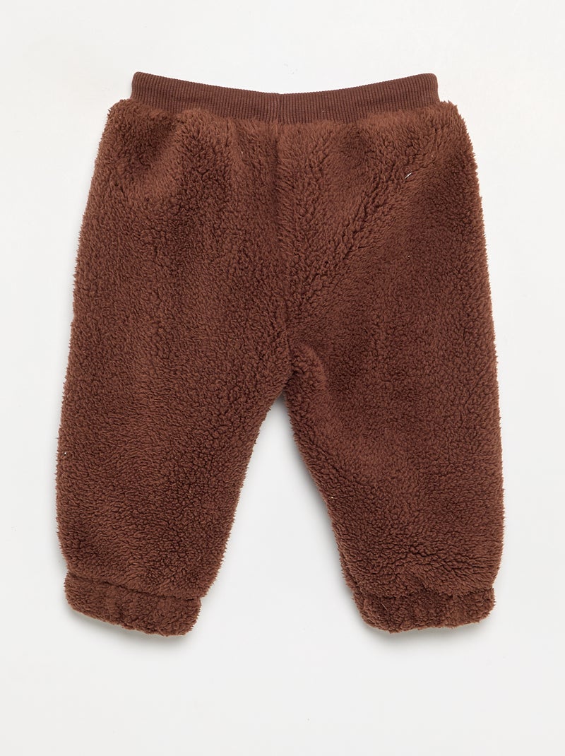 Broek van stof met schapenvachteffect Bruin - Kiabi