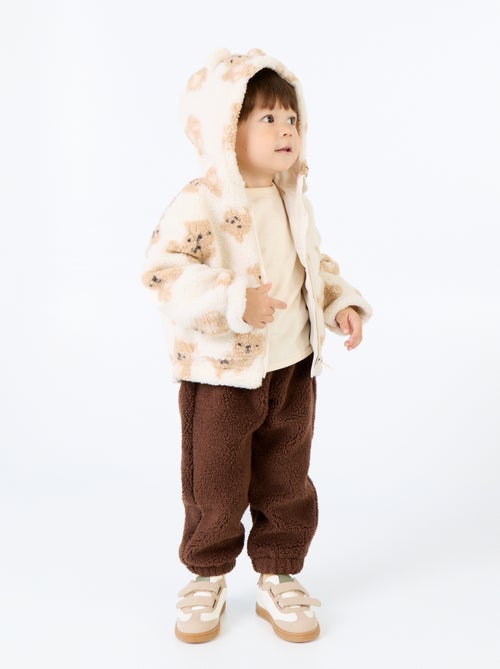 Broek van stof met schapenvachteffect - Kiabi