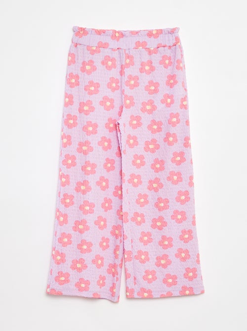 Broek van tricot met wafeltextuur en motiefje - Kiabi