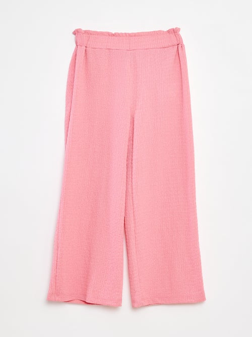 Broek van tricot met wafeltextuur en motiefje - Kiabi