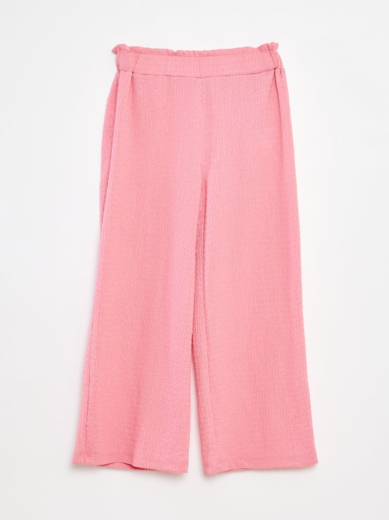 Broek van tricot met wafeltextuur en motiefje Rose - Kiabi