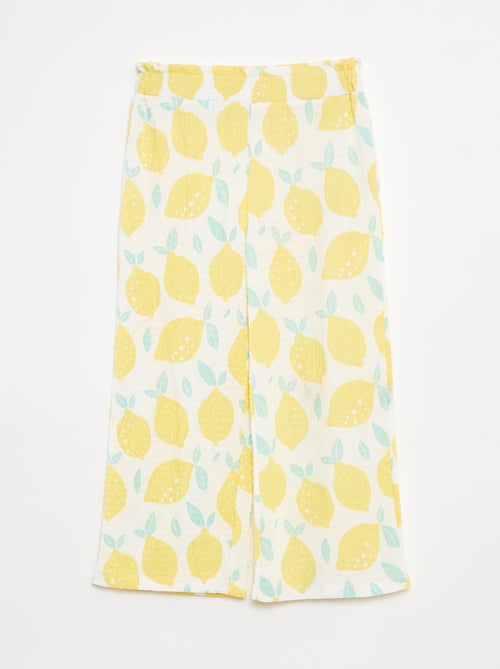 Broek van tricot met wafeltextuur en motiefje - Kiabi