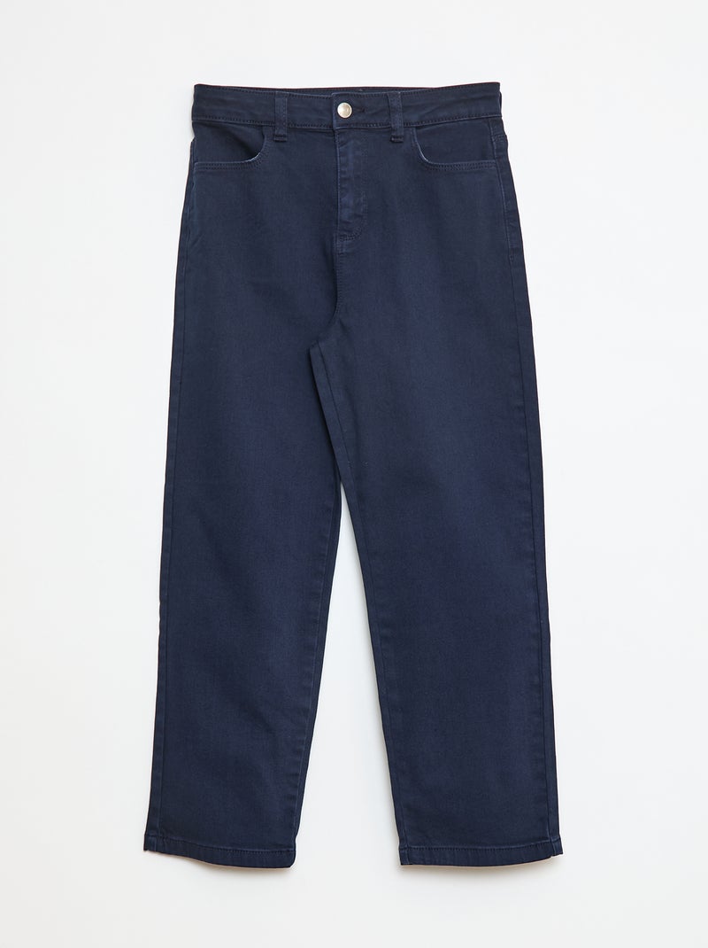 Broek van twill met drukknoopsluiting Comfortabel model Blauw - Kiabi