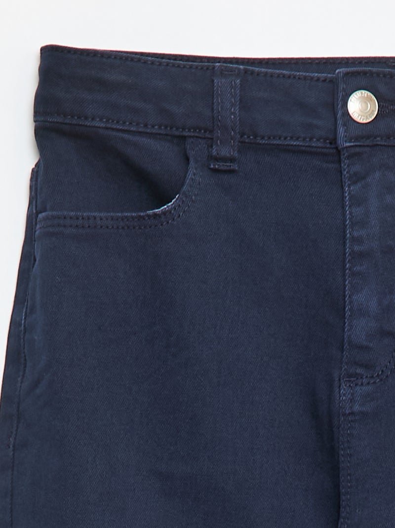 Broek van twill met drukknoopsluiting Comfortabel model Blauw - Kiabi