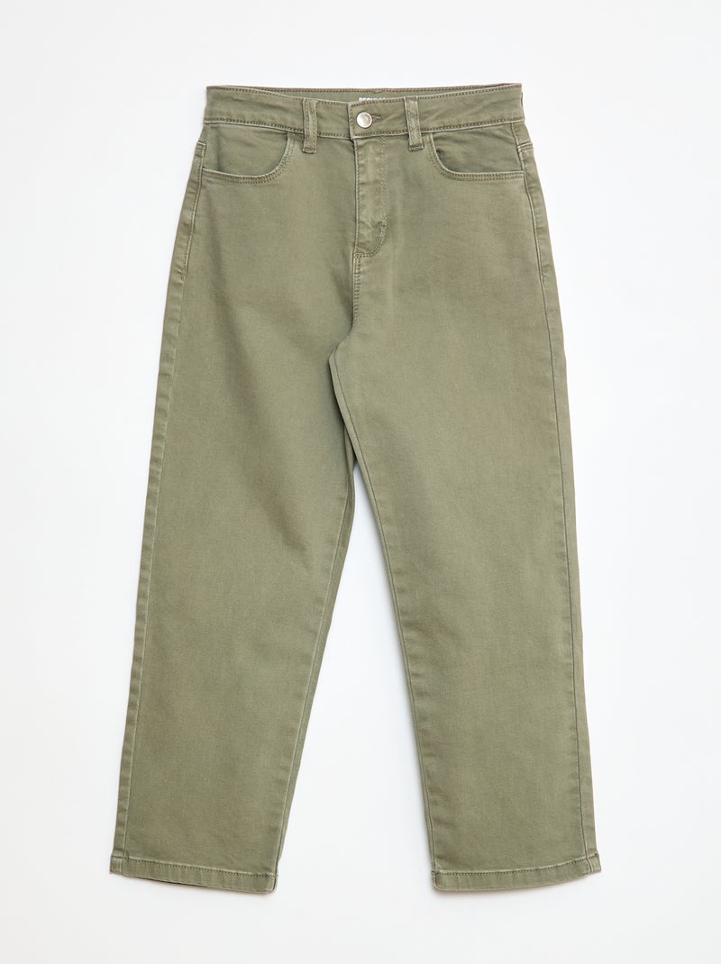Broek van twill met drukknoopsluiting Comfortabel model Groen - Kiabi