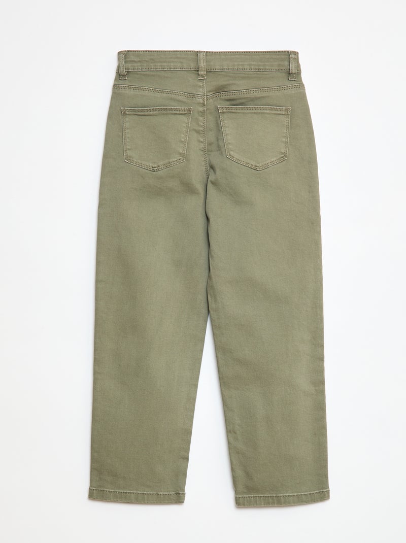 Broek van twill met drukknoopsluiting Comfortabel model Groen - Kiabi
