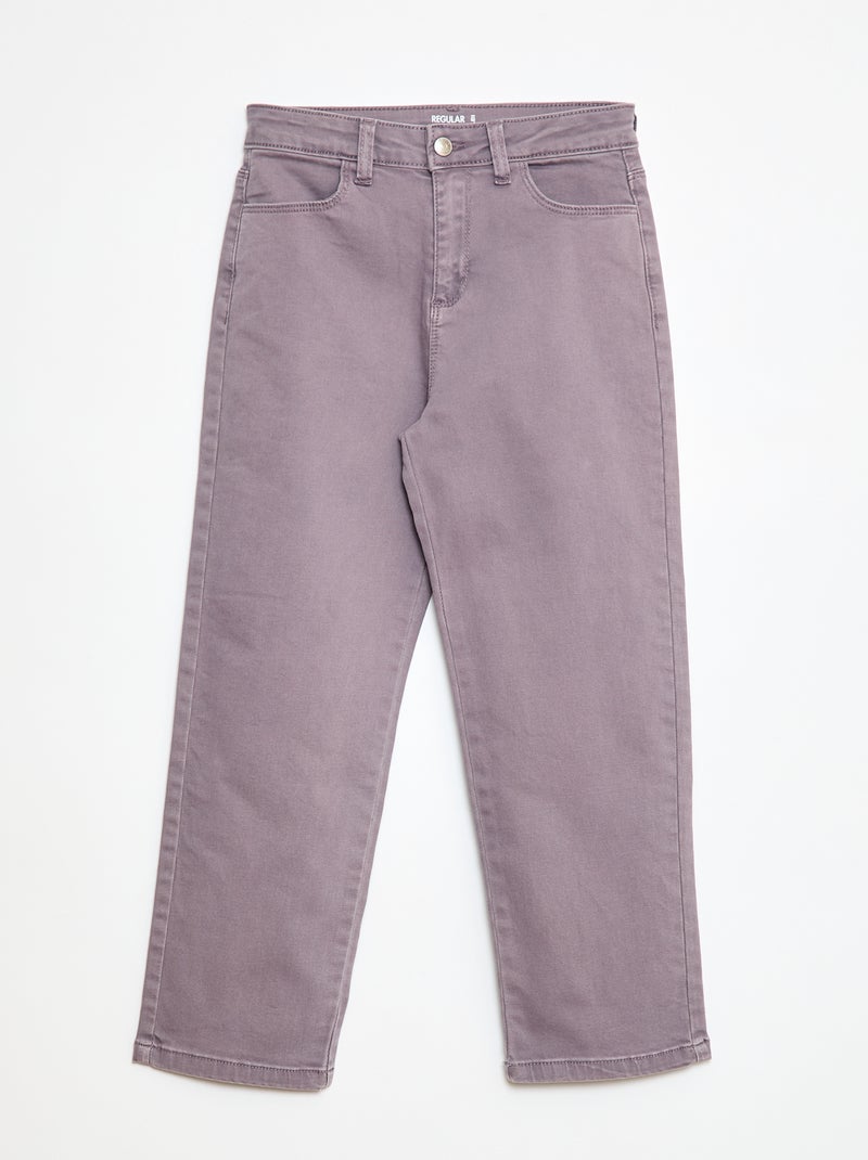 Broek van twill met drukknoopsluiting Comfortabel model paars - Kiabi