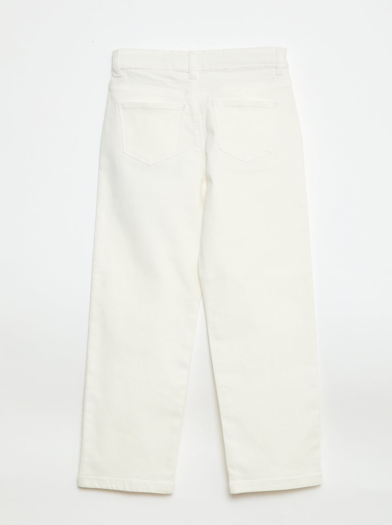 Broek van twill met drukknoopsluiting Comfortabel model Wit - Kiabi