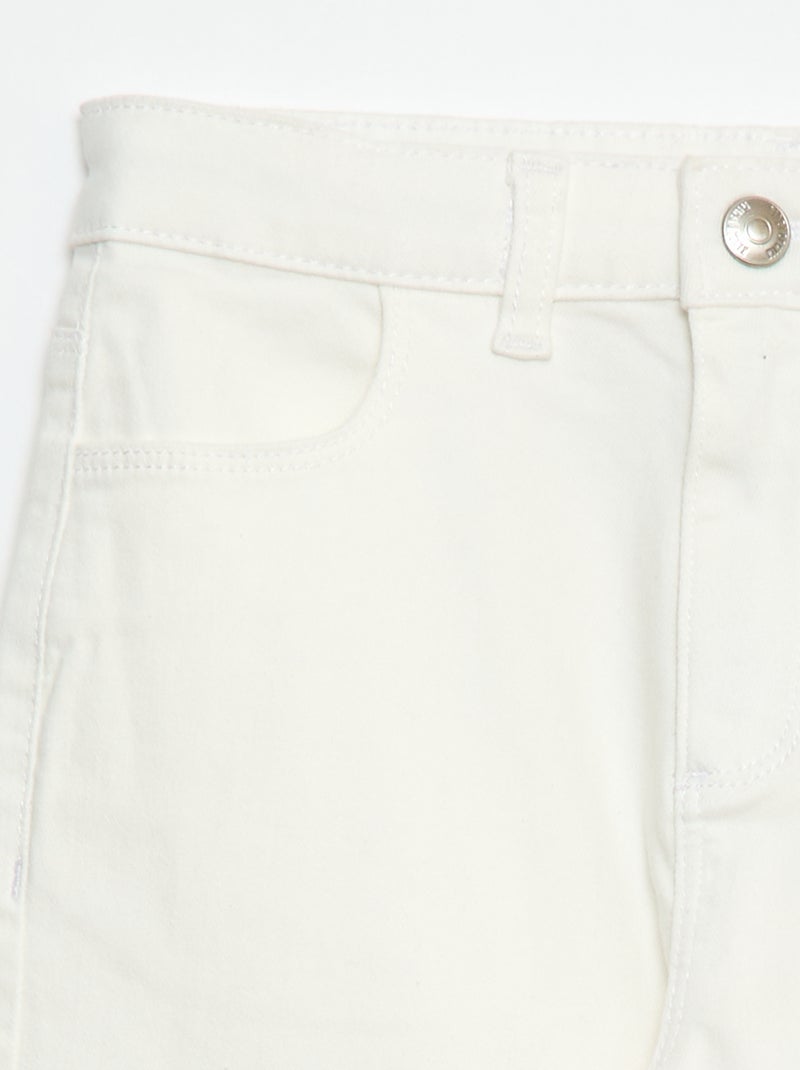 Broek van twill met drukknoopsluiting Comfortabel model Wit - Kiabi
