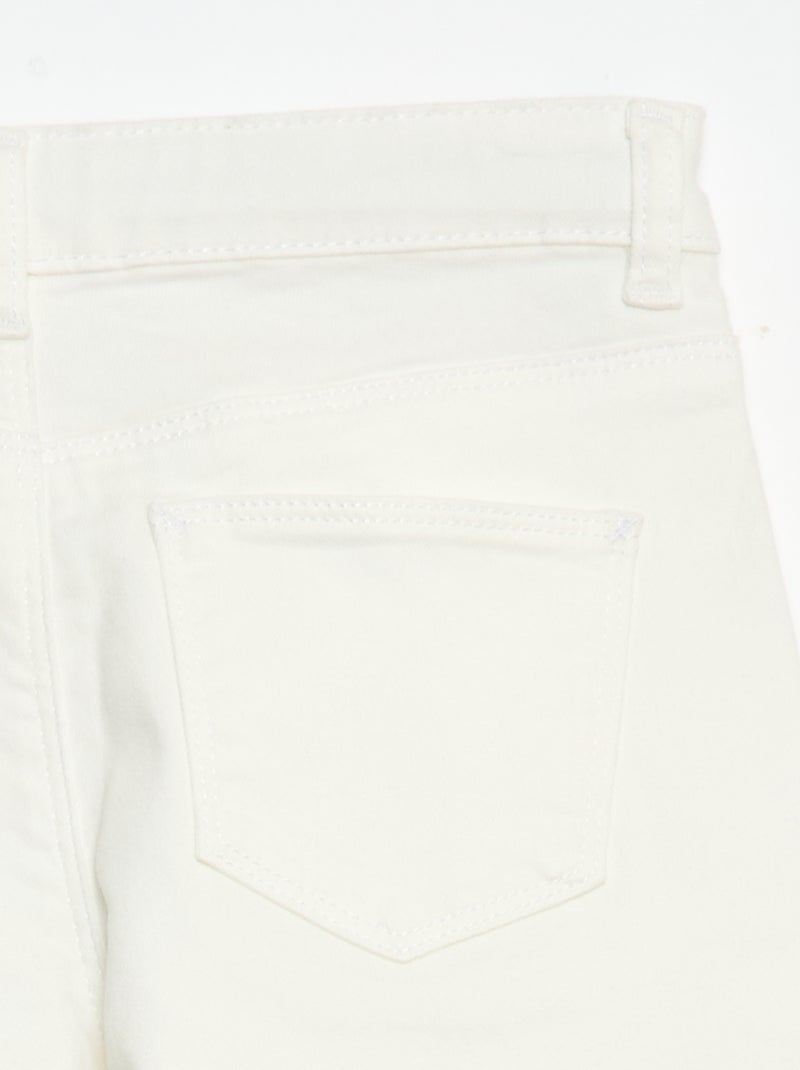 Broek van twill met drukknoopsluiting Comfortabel model Wit - Kiabi